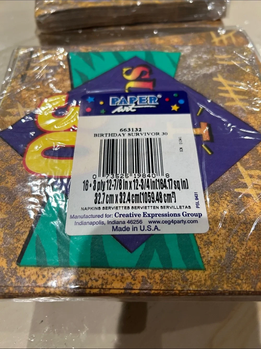 I Survived 30 Party Napkins Birthday, Anniversary, Retirement 16 count pack.